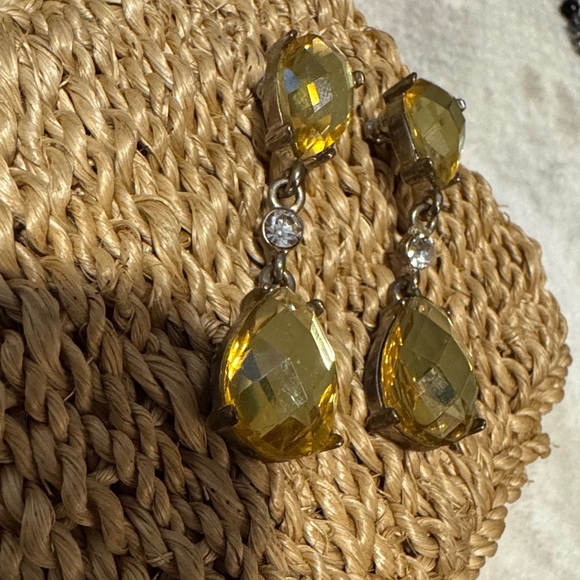 Estate Vintage Elegant citrine Yellow Drop Earrings - Picture 2 of 6